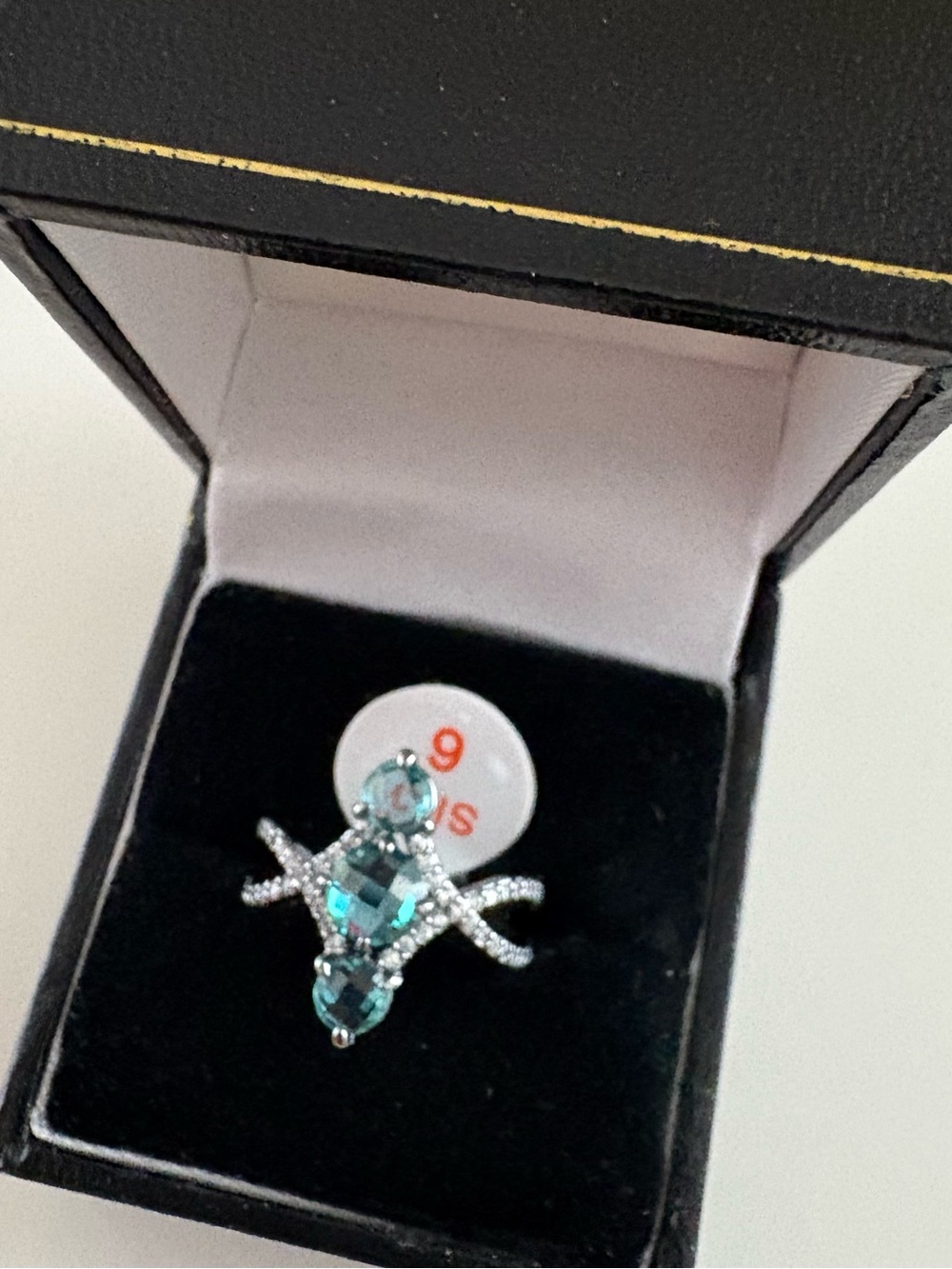 Bomb Party The Moment Lingers Ring RG38494 Paraiba Tourmaline Hematite Plating